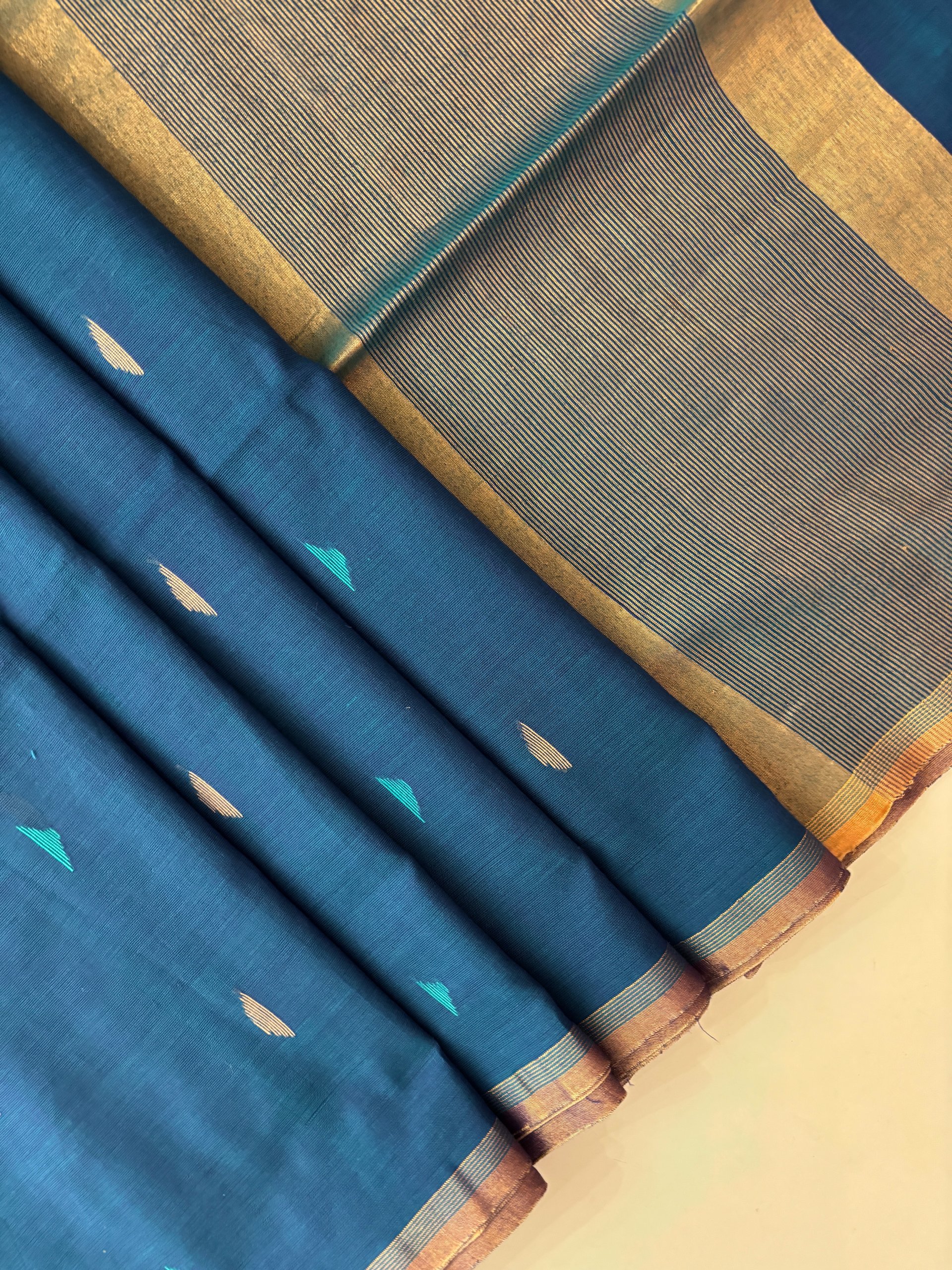 Blue Handwoven  Bengal Cotton Saree