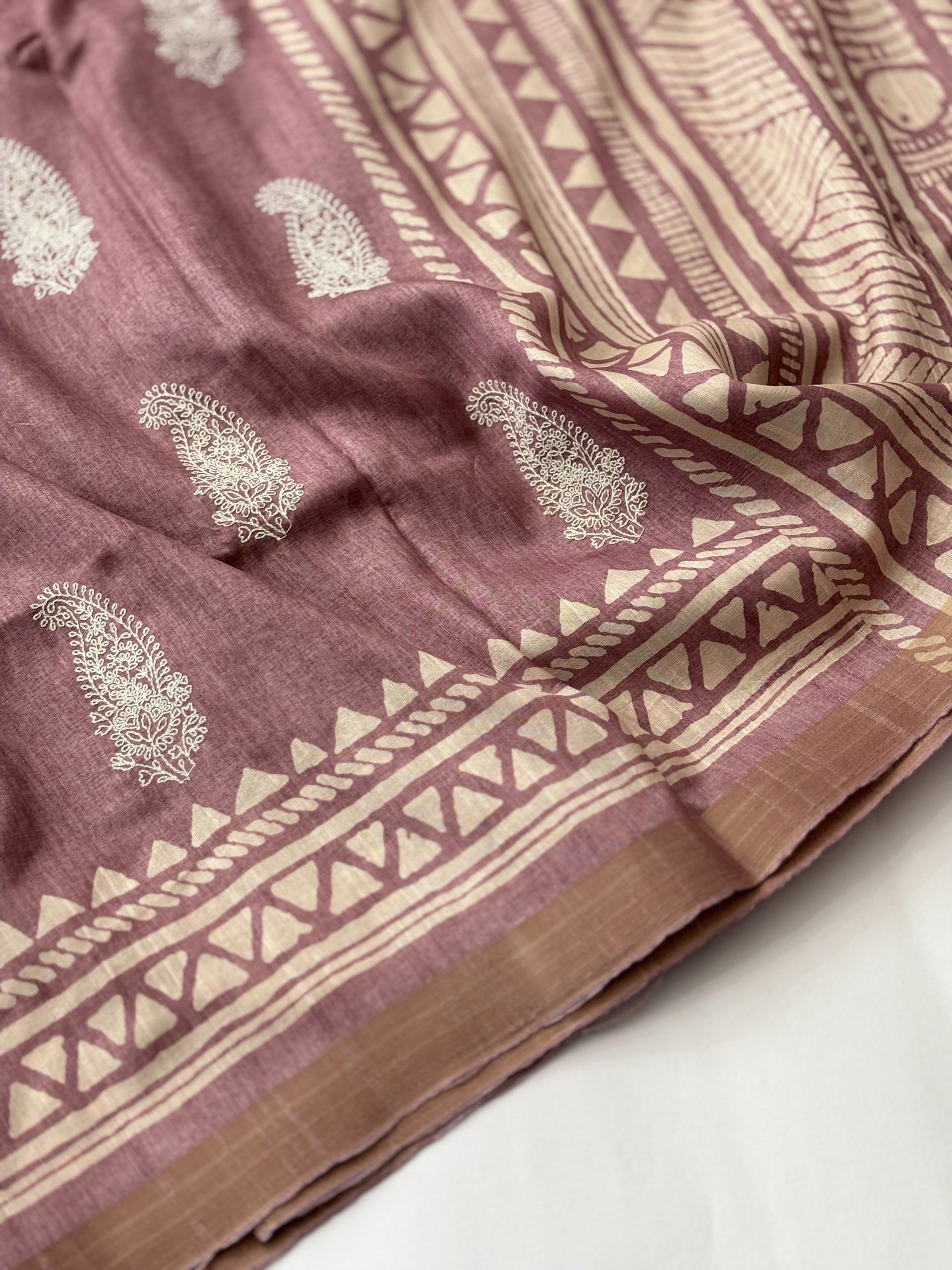 Pink Matka Tussar Silk Saree