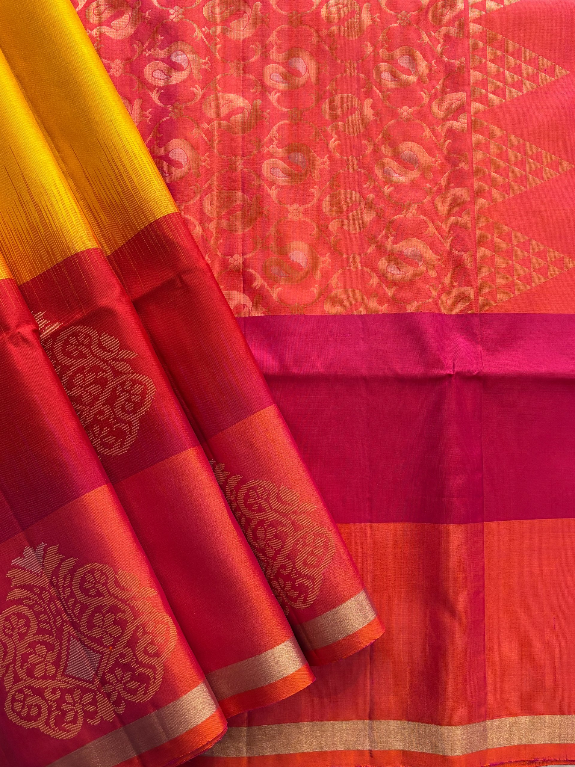 Yellow Big Border Soft Silk Saree