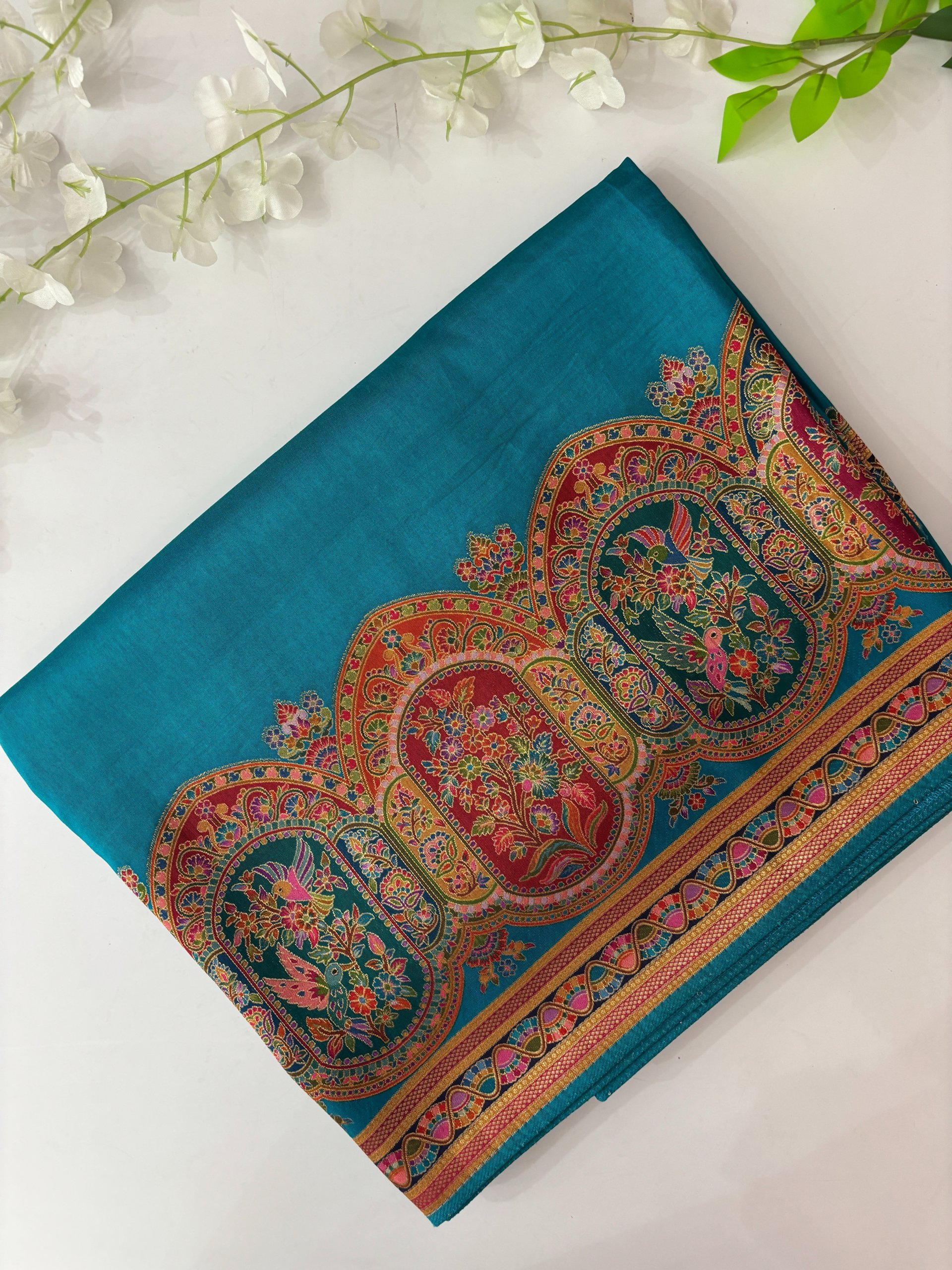 Blue Banarasi Dola Silk Saree with Pashmina Weaving