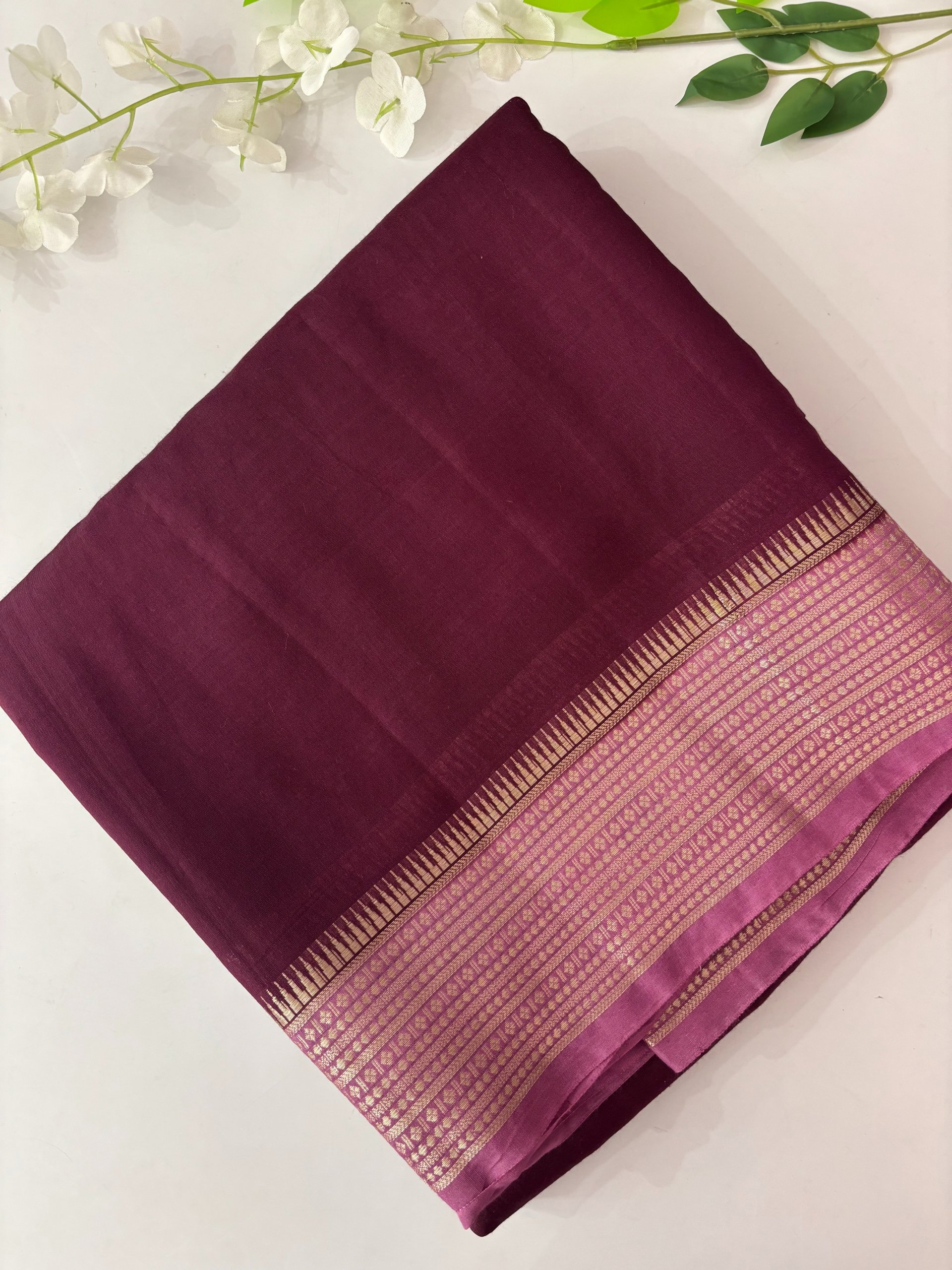 Wine Chanderi Cotton Silk Saree