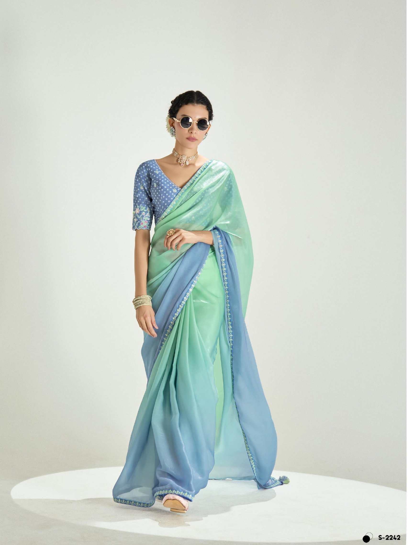 Tissue Organza Sarees with Rich Blouse