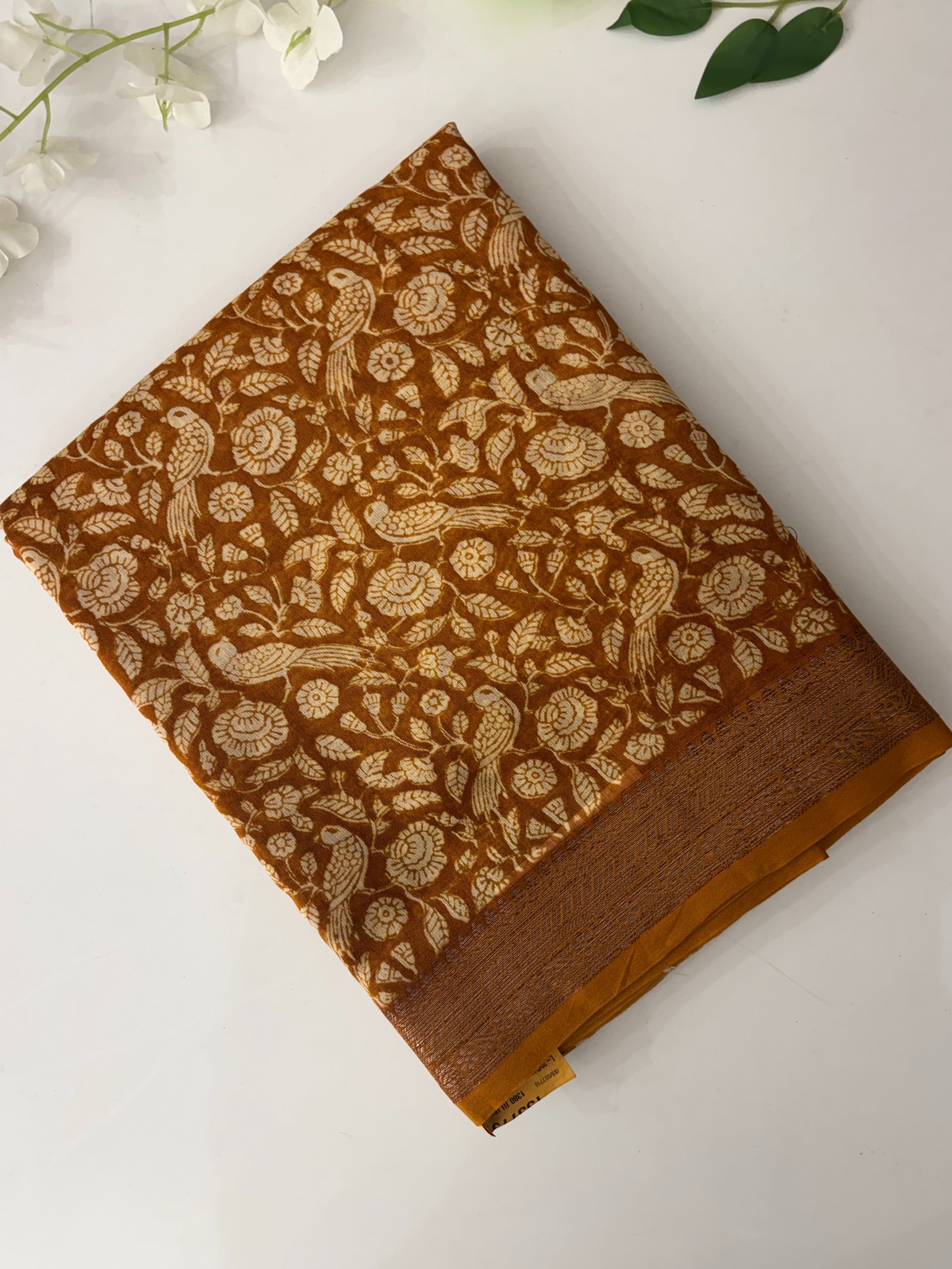 Mustard Chanderi Cotton Saree