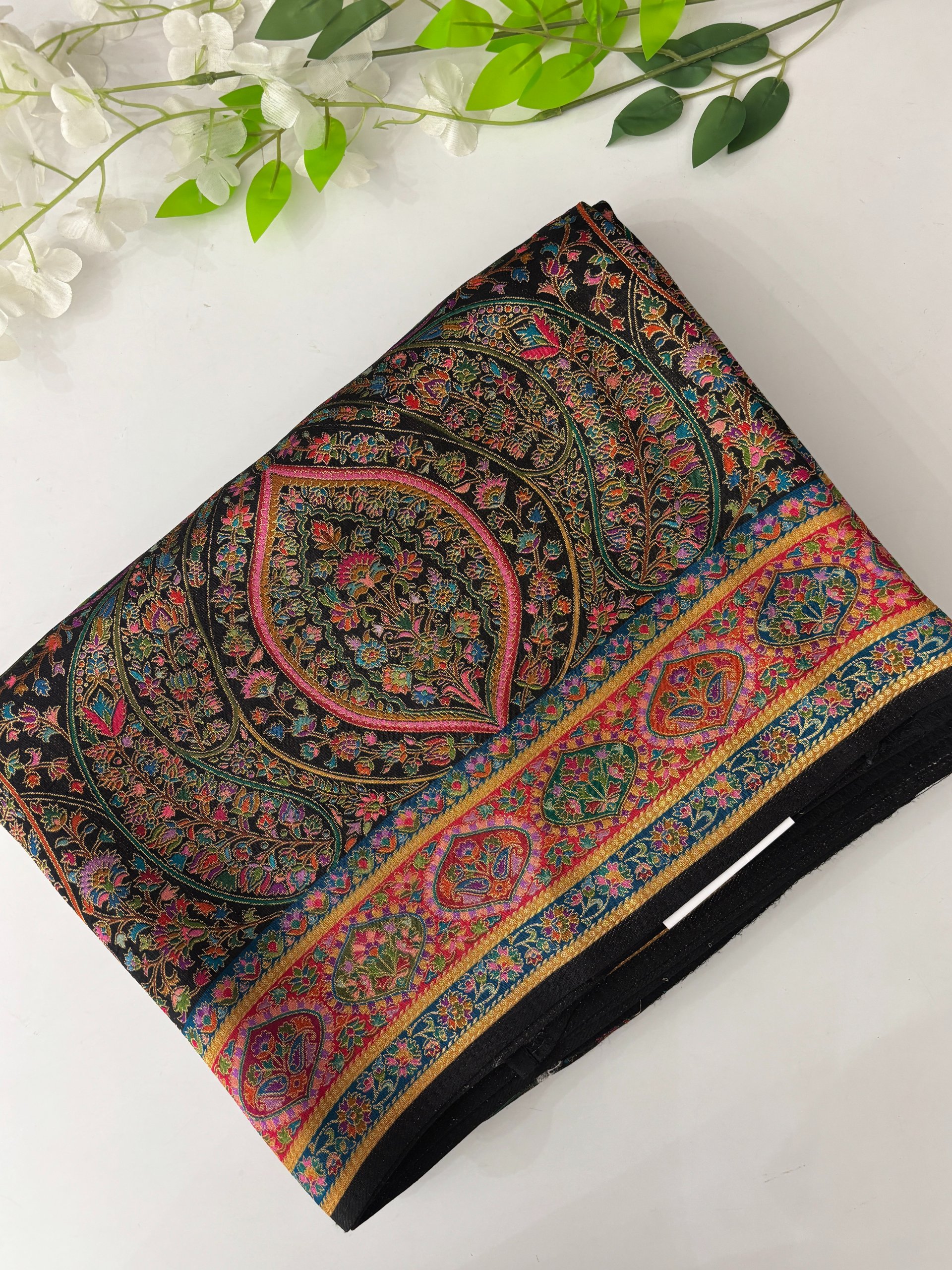 Black Semi Pashmina Style Silk Sarees