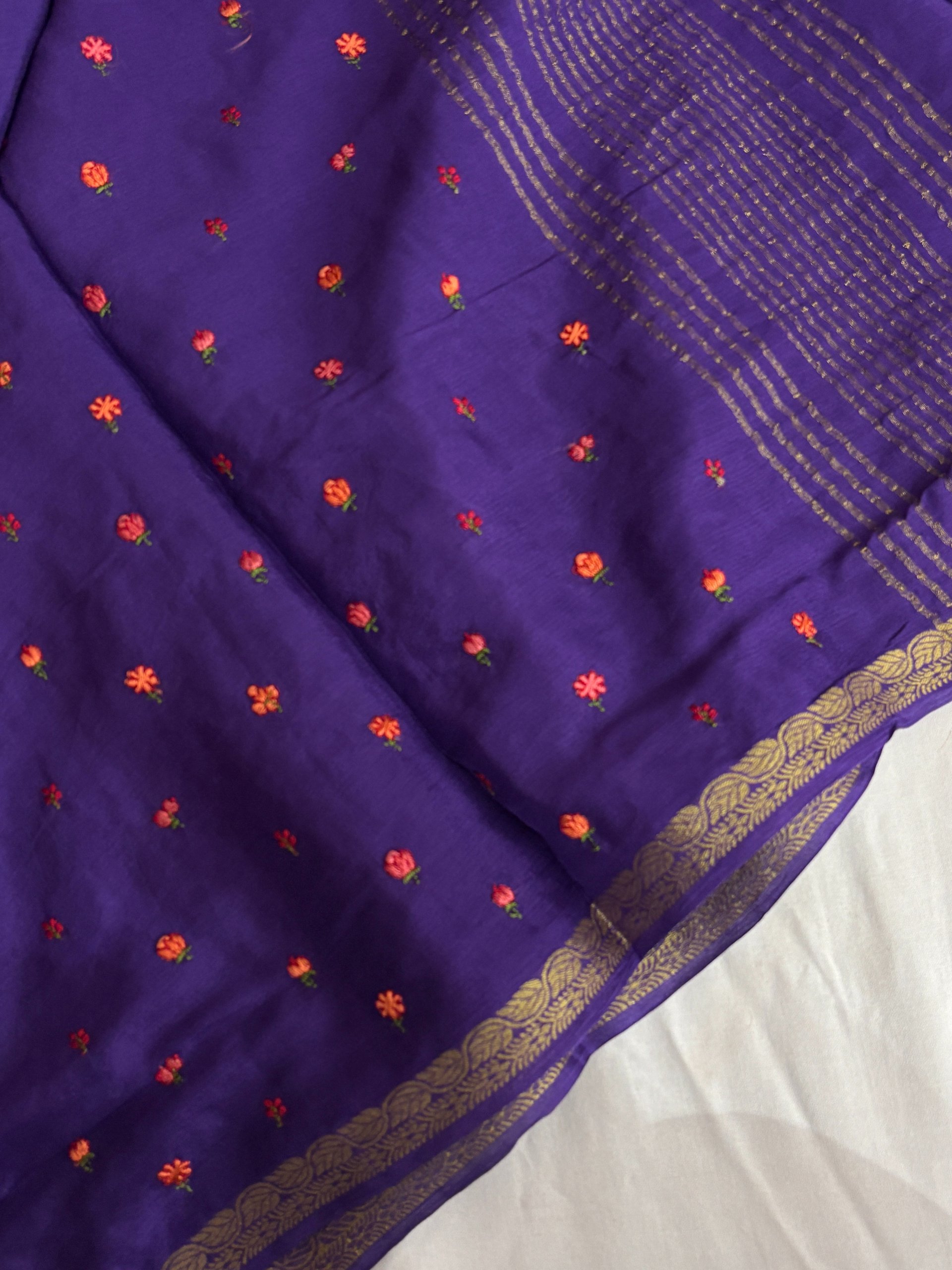 Purple Fancy Chinon Chiffon Sarees with Embroidery