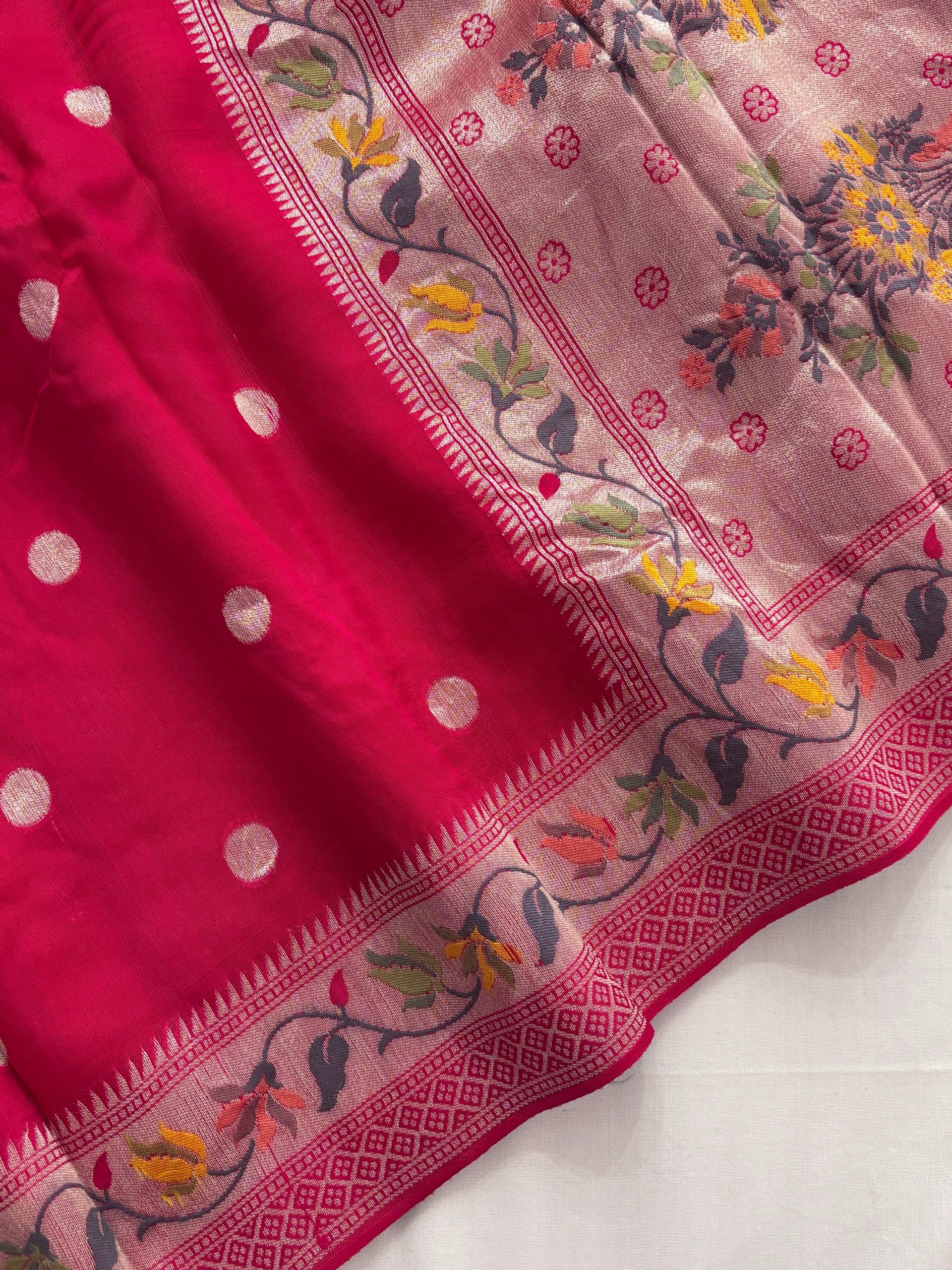 Pink Meenakari Banarasi Tussar Silk Saree