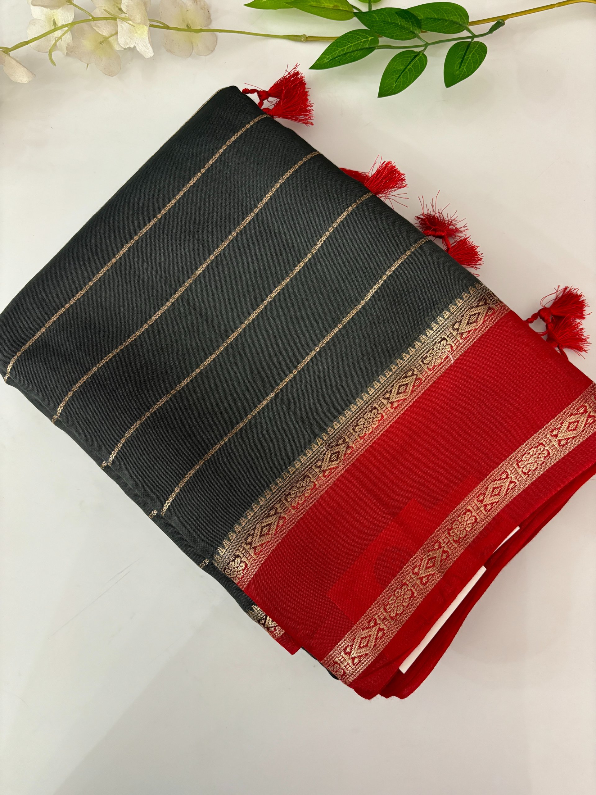 Grey Soft Silky Chanderi Cotton Saree