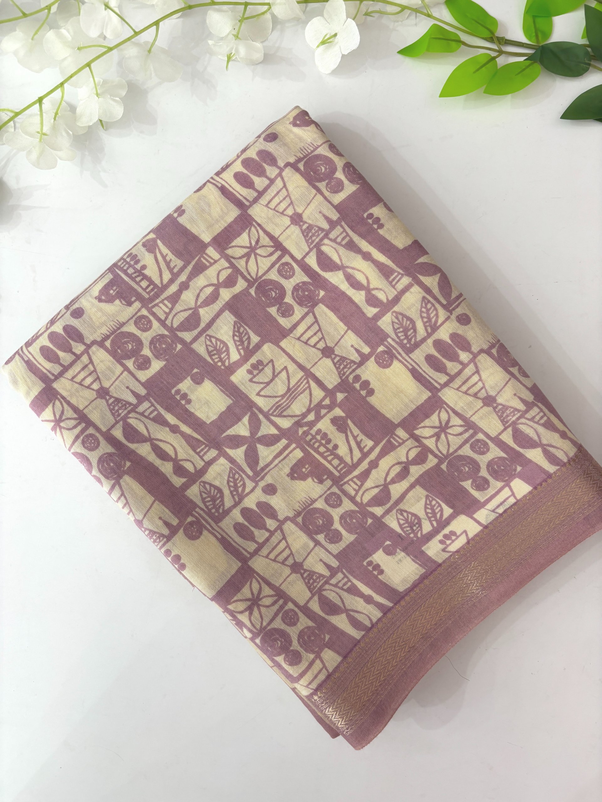 Lavender Soft Chanderi Cotton Saree