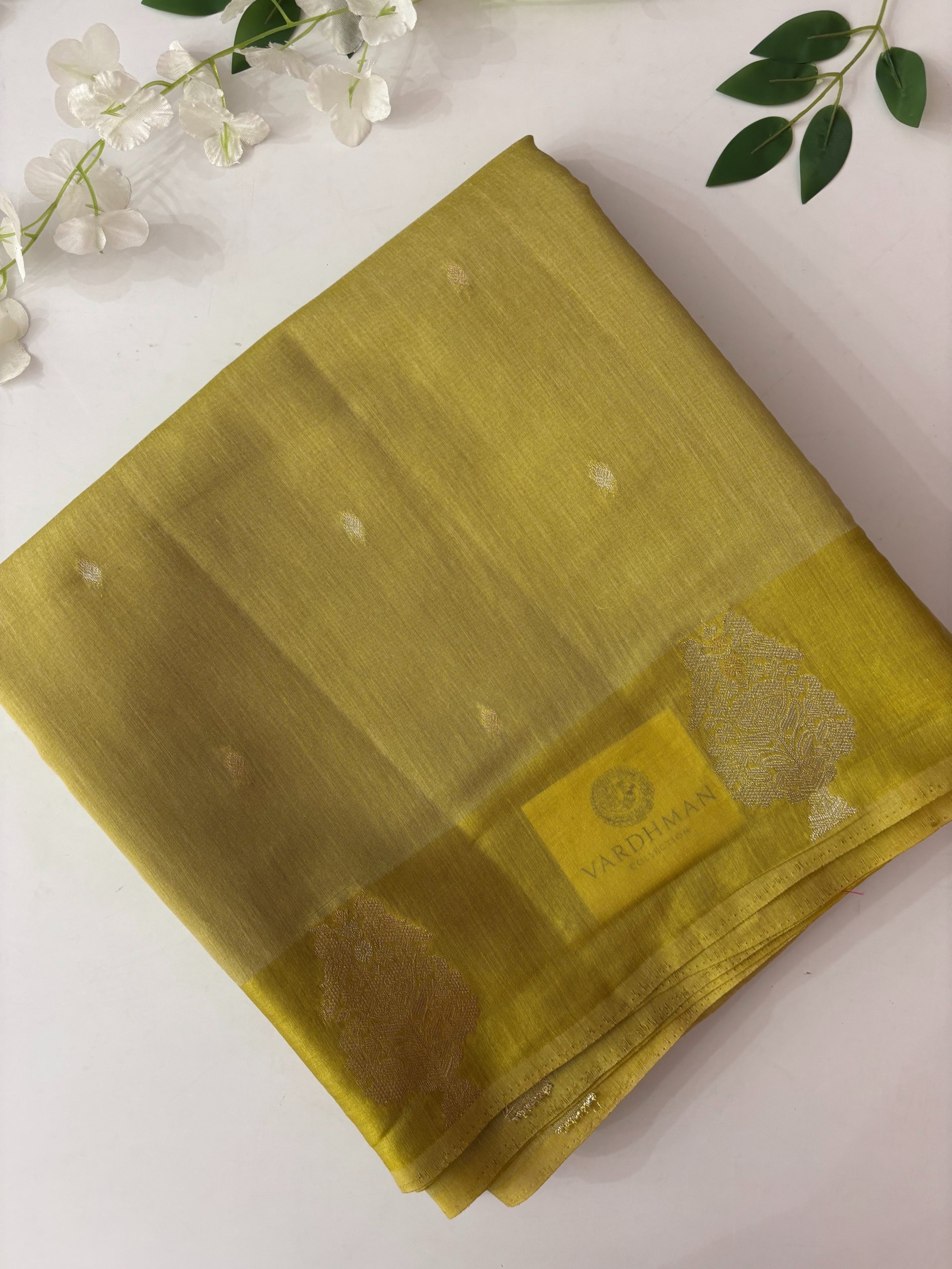Lemon Yellow Banarasi Munga Cotton Silk Saree