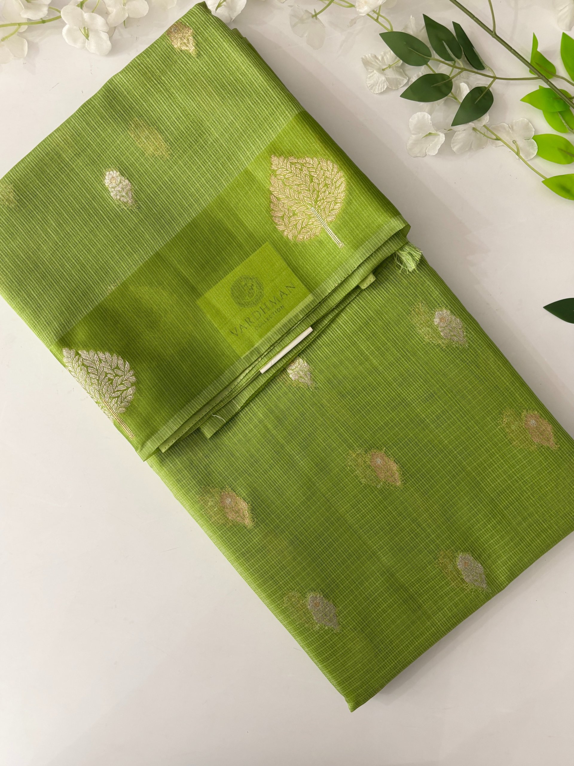 Light Green Banarasi Supernet Saree