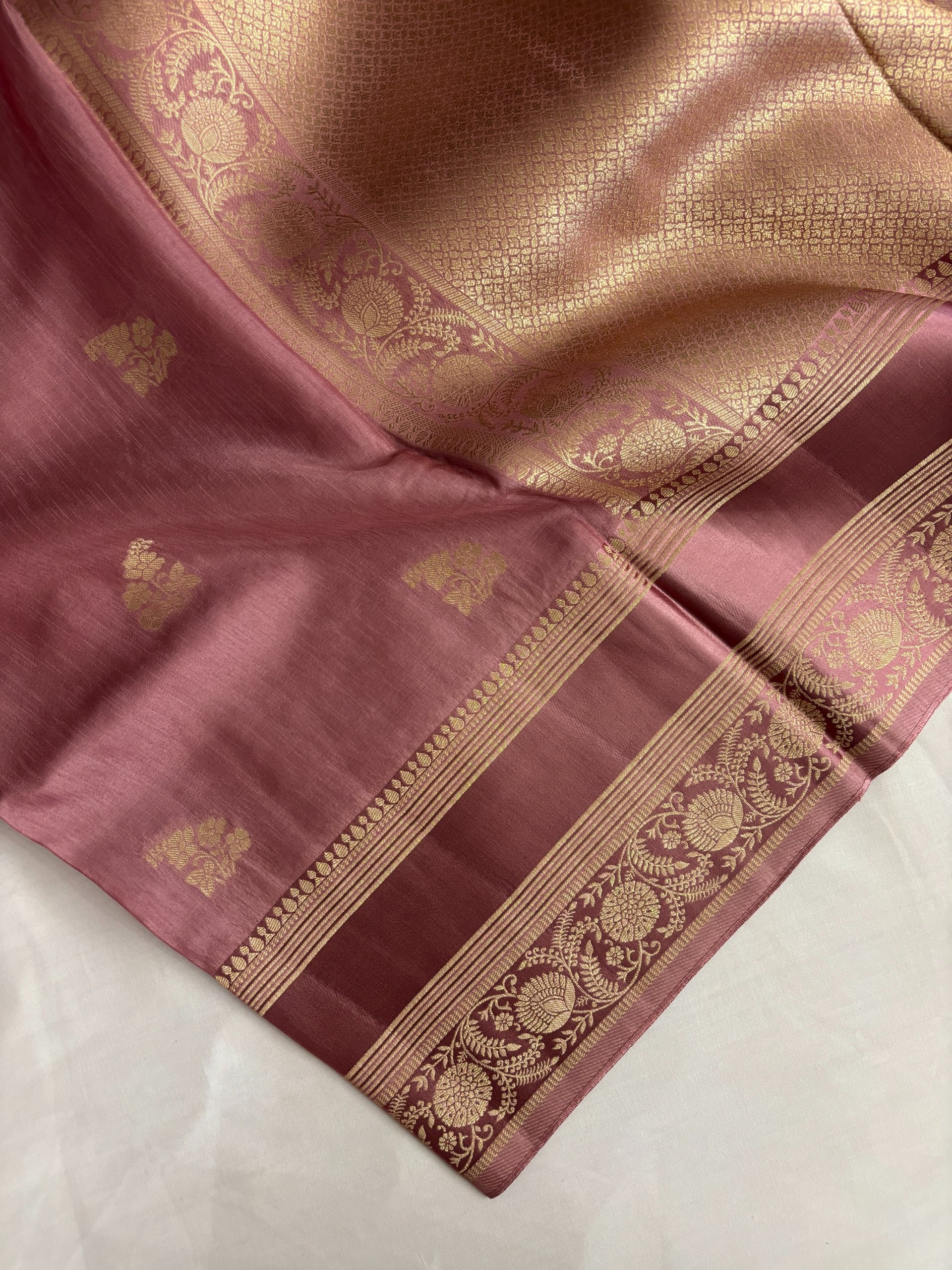 Rose Gold Mashru Silk Saree