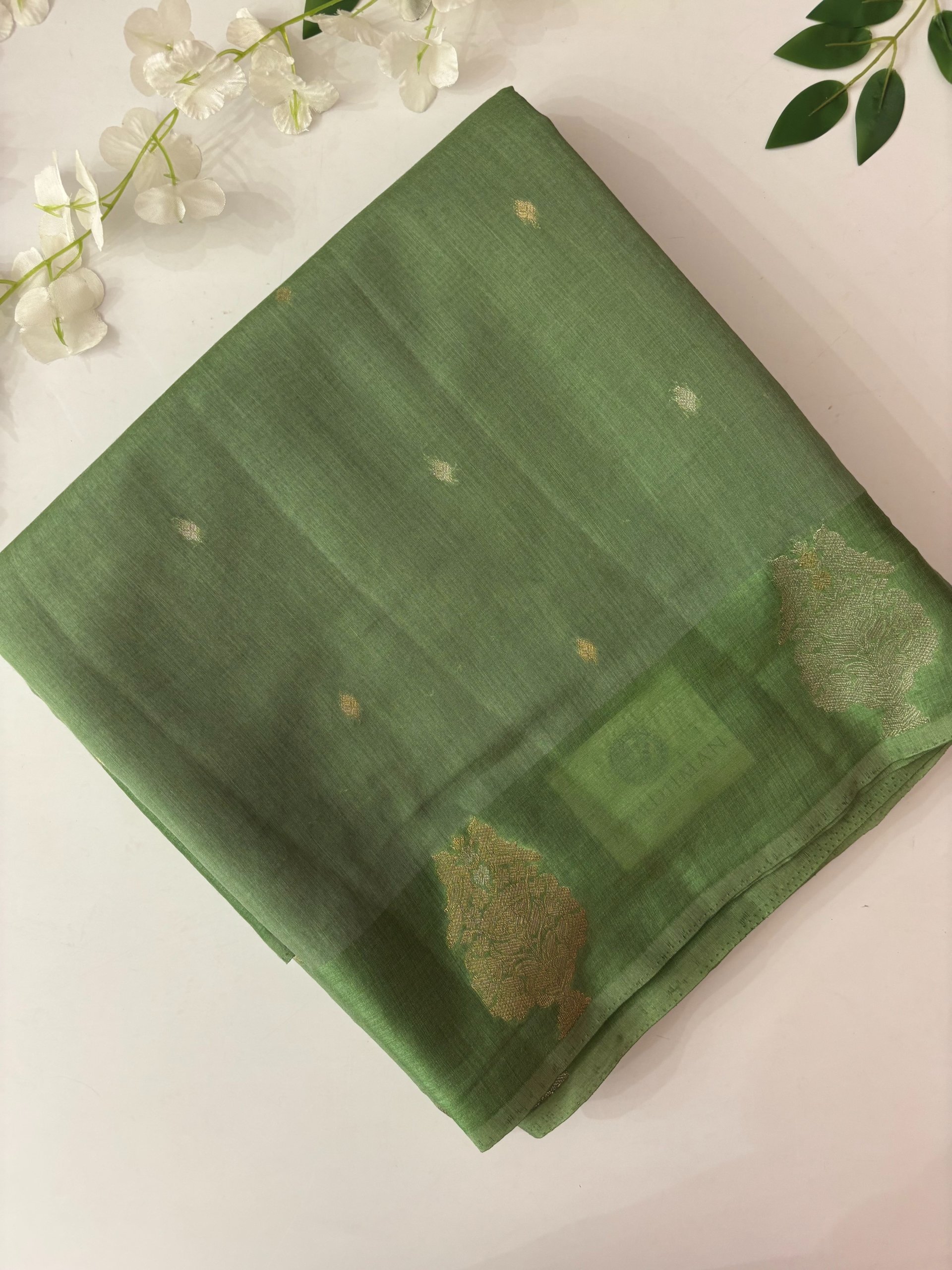 Light Green Banarasi Munga Cotton Silk Saree