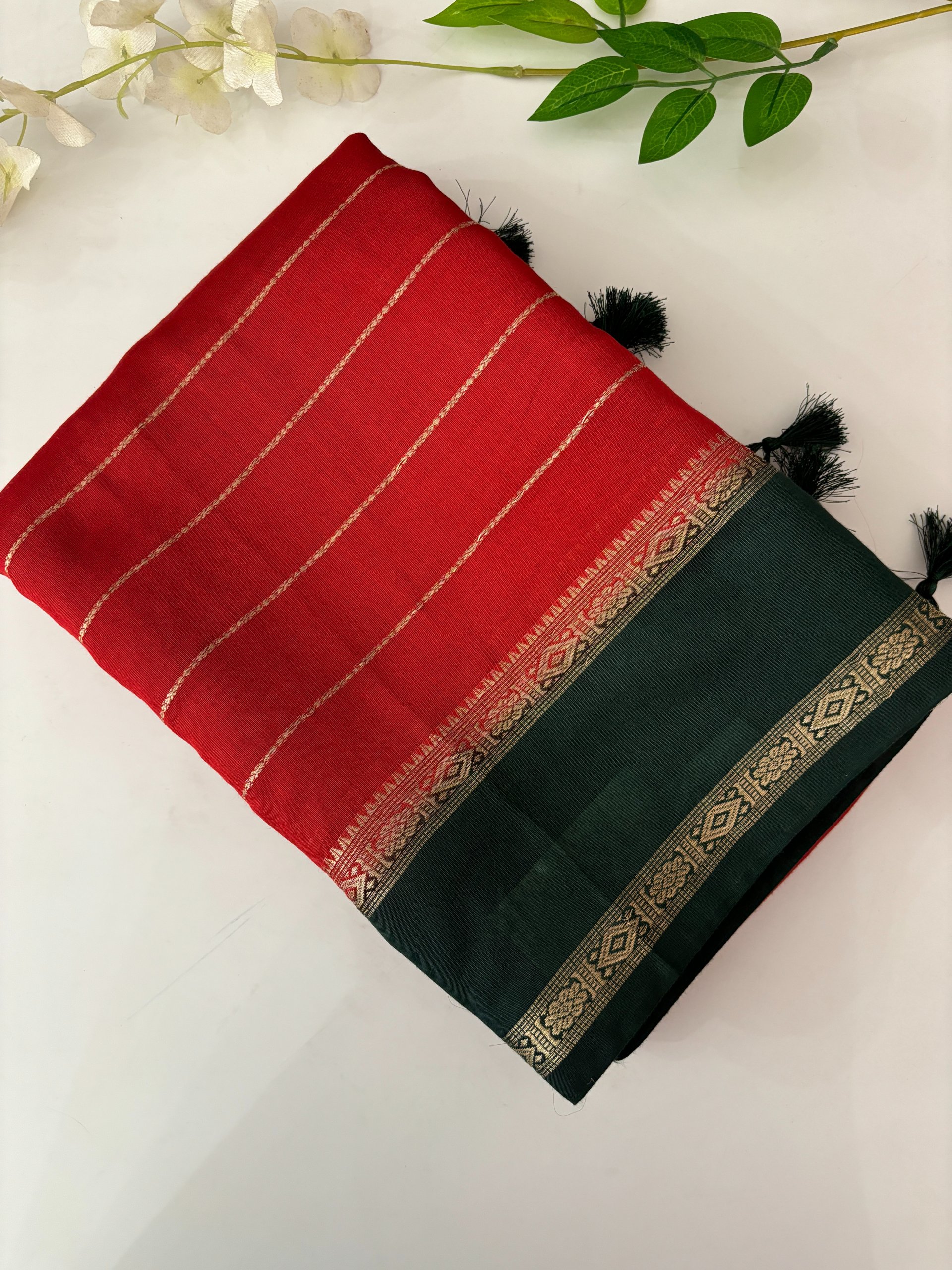 Red Soft Silky Chanderi Cotton Saree