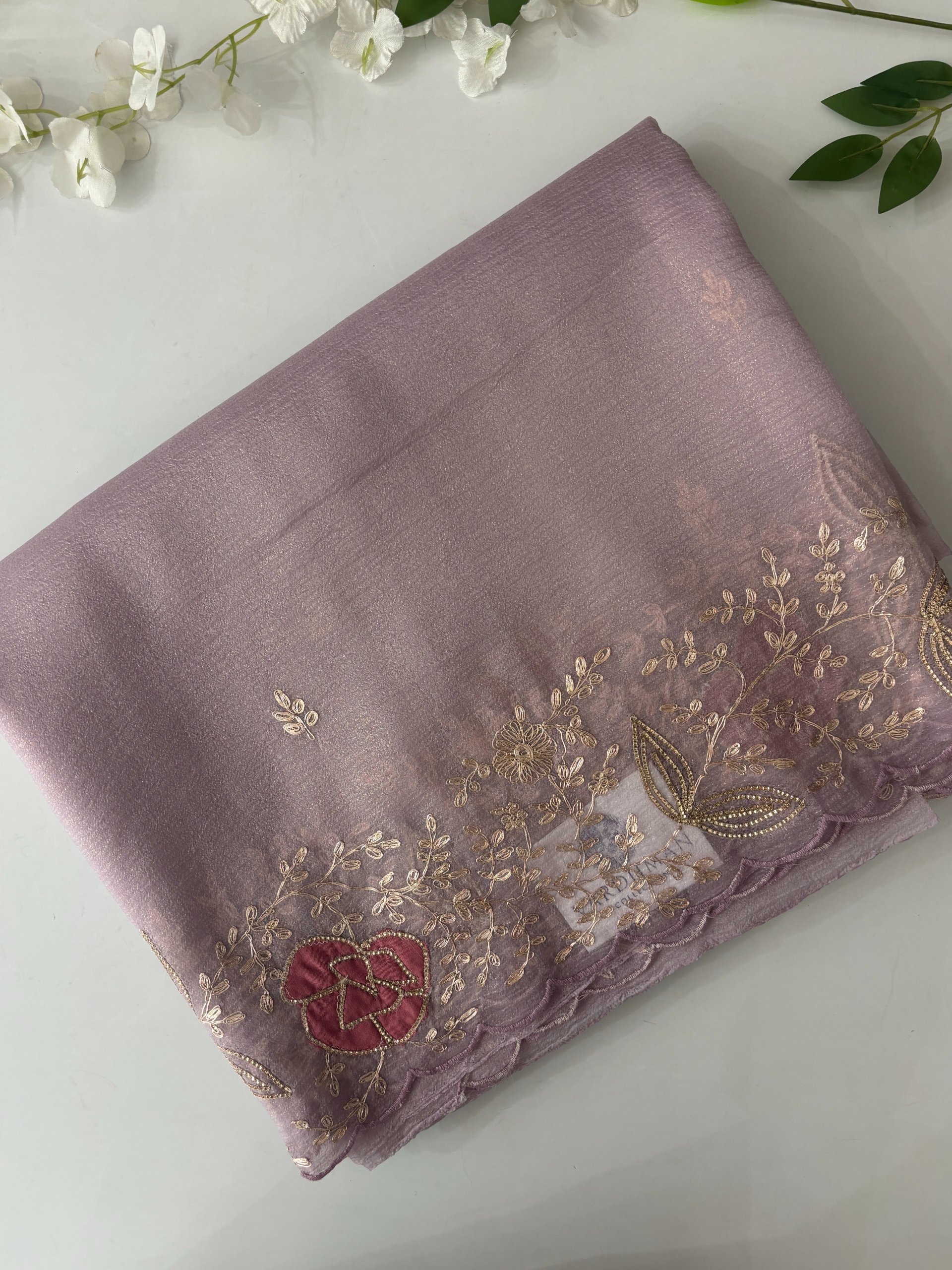 Lavender Crush Tissue Georgette Saree with Pita Work 
