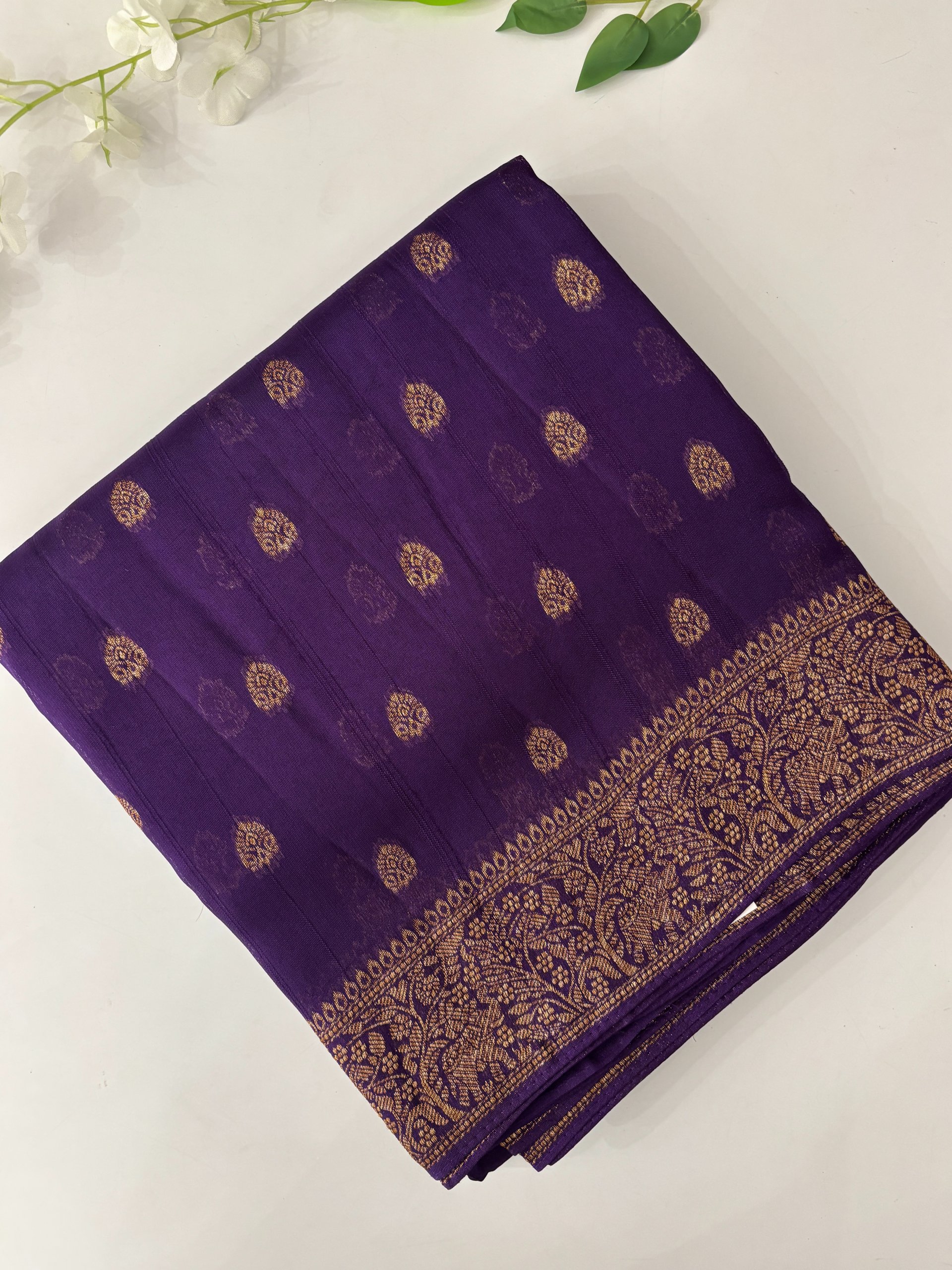 Purple Banarasi Tussar Silk Saree
