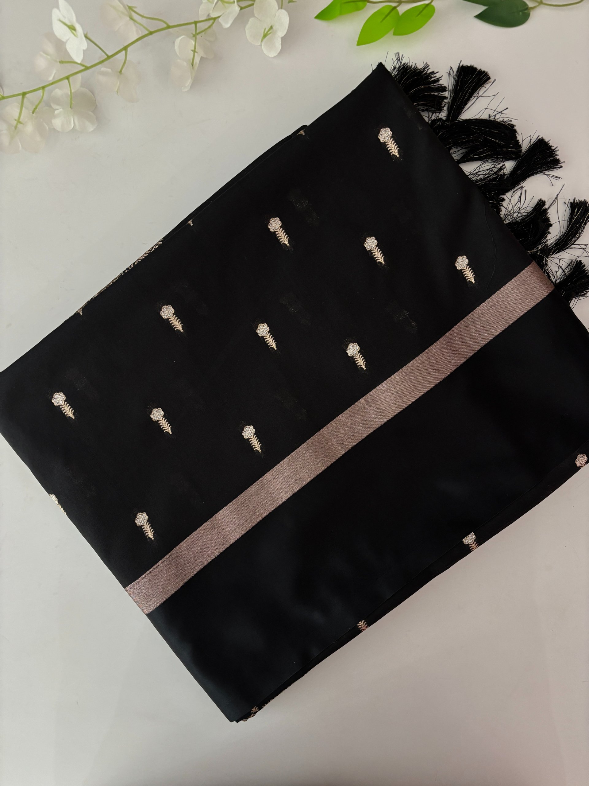 Black Mashru Silk Saree.